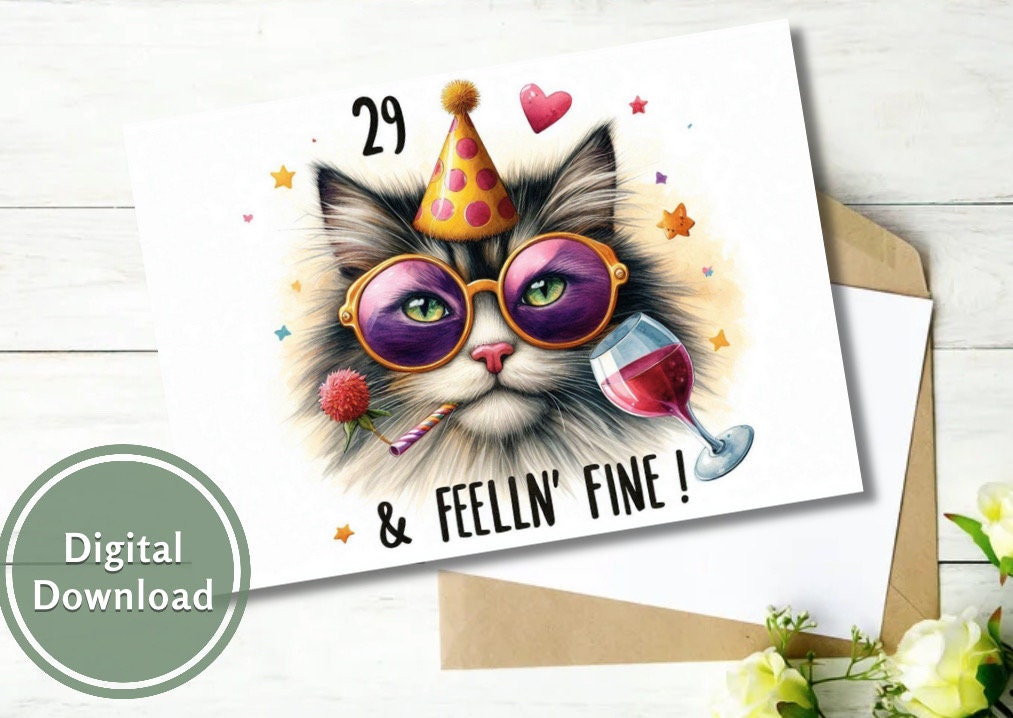 29th Birthday Card Funny Printable Digital Download Greeting Gift for ...