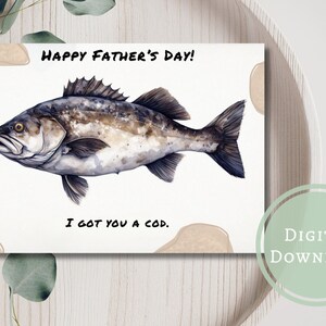 Funny Cod Fathers Day Card Printable Digital Download Greeting Gift for ...