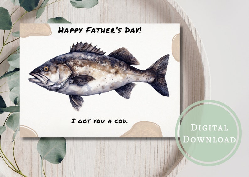 Funny Cod Fathers Day Card Printable Digital Download Greeting Gift for ...