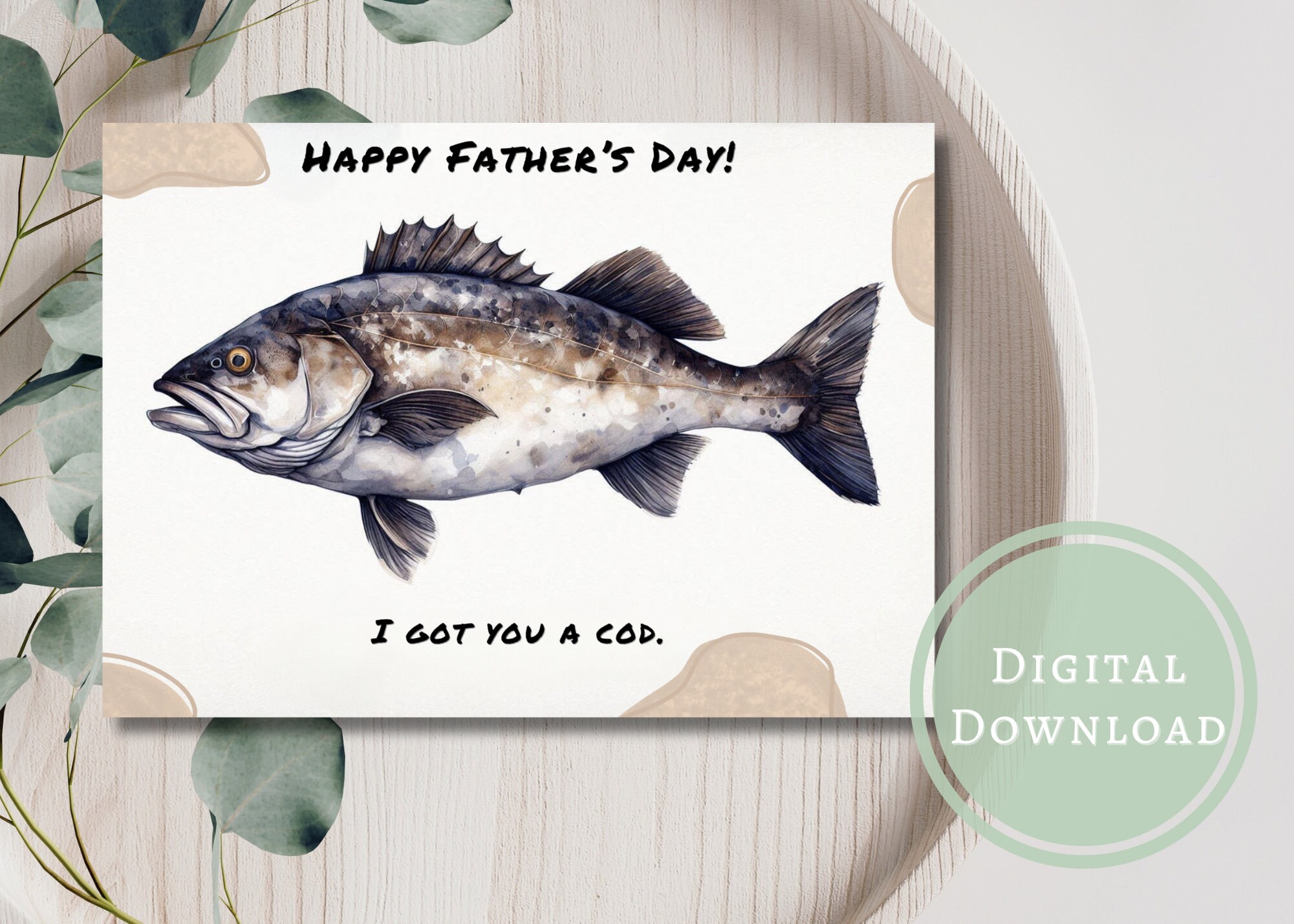 Funny Cod Fathers Day Card Printable Digital Download Greeting Gift for ...