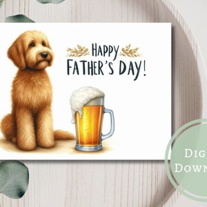 Carte de fête des pères Golden Doodle imprimable en téléchargement numérique, cadeau de voeux pour papa/amoureux des chiens