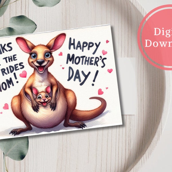 Funny Mother’s Day Card - Instant Download Kangaroo Printable Gift for Mom