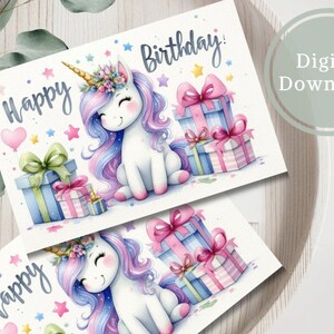 Unicorn Birthday Card Printable Greeting Gift Idea for Her - Etsy