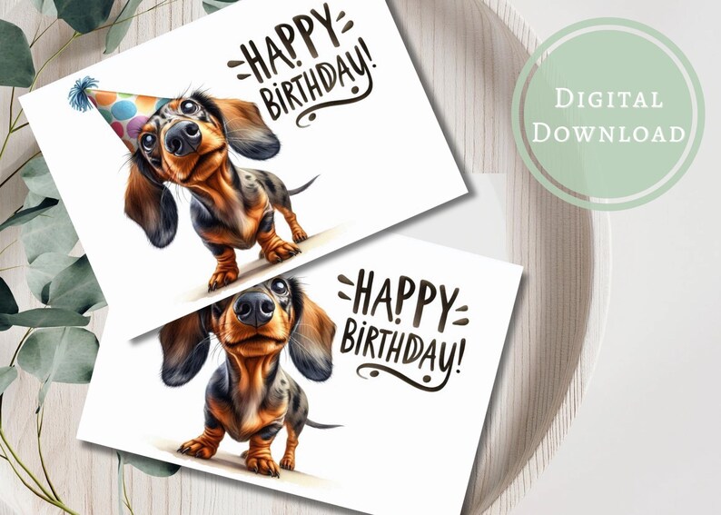 Funny Dachshund Birthday Card Printable Digital Download Greeting Gift ...