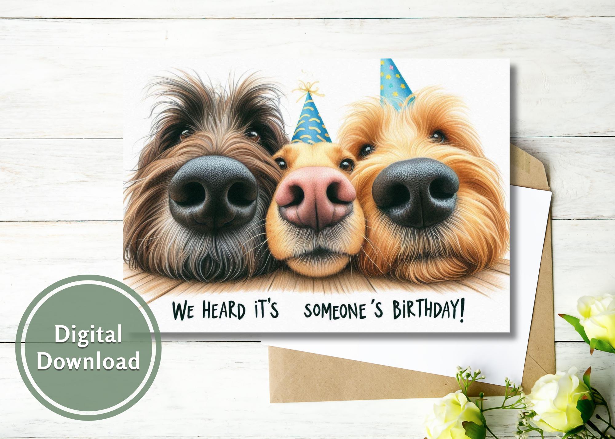 Funny Dog Birthday Card - Printable Digital Download Greeting Gift for ...