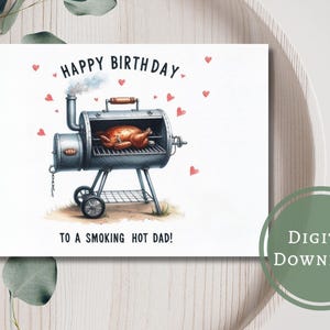 Cartão de aniversário engraçado para fumante, impressão digital, download, presente de saudação para marido/pai