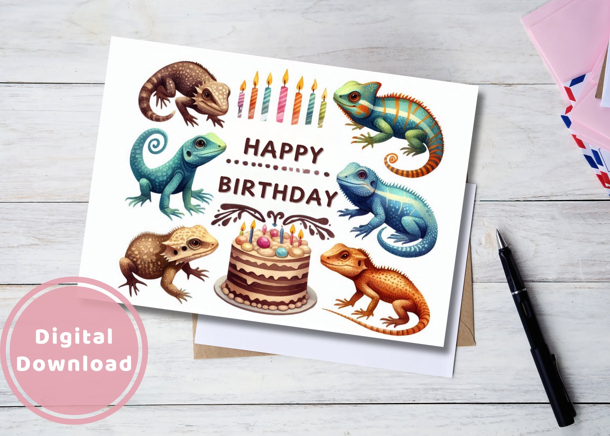 Congratulations Lizard Lizard Birthday Card, Reptile Design (digital Download) - Etsy