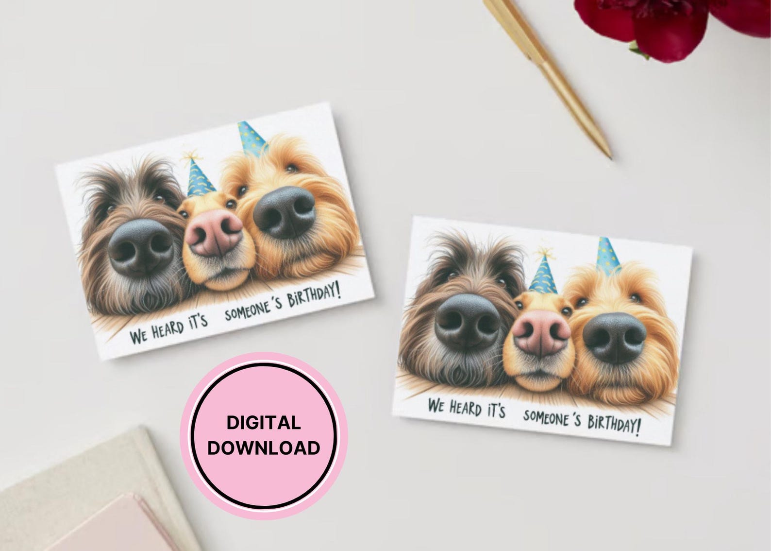Funny Dog Birthday Card - Printable Digital Download Greeting Gift for ...