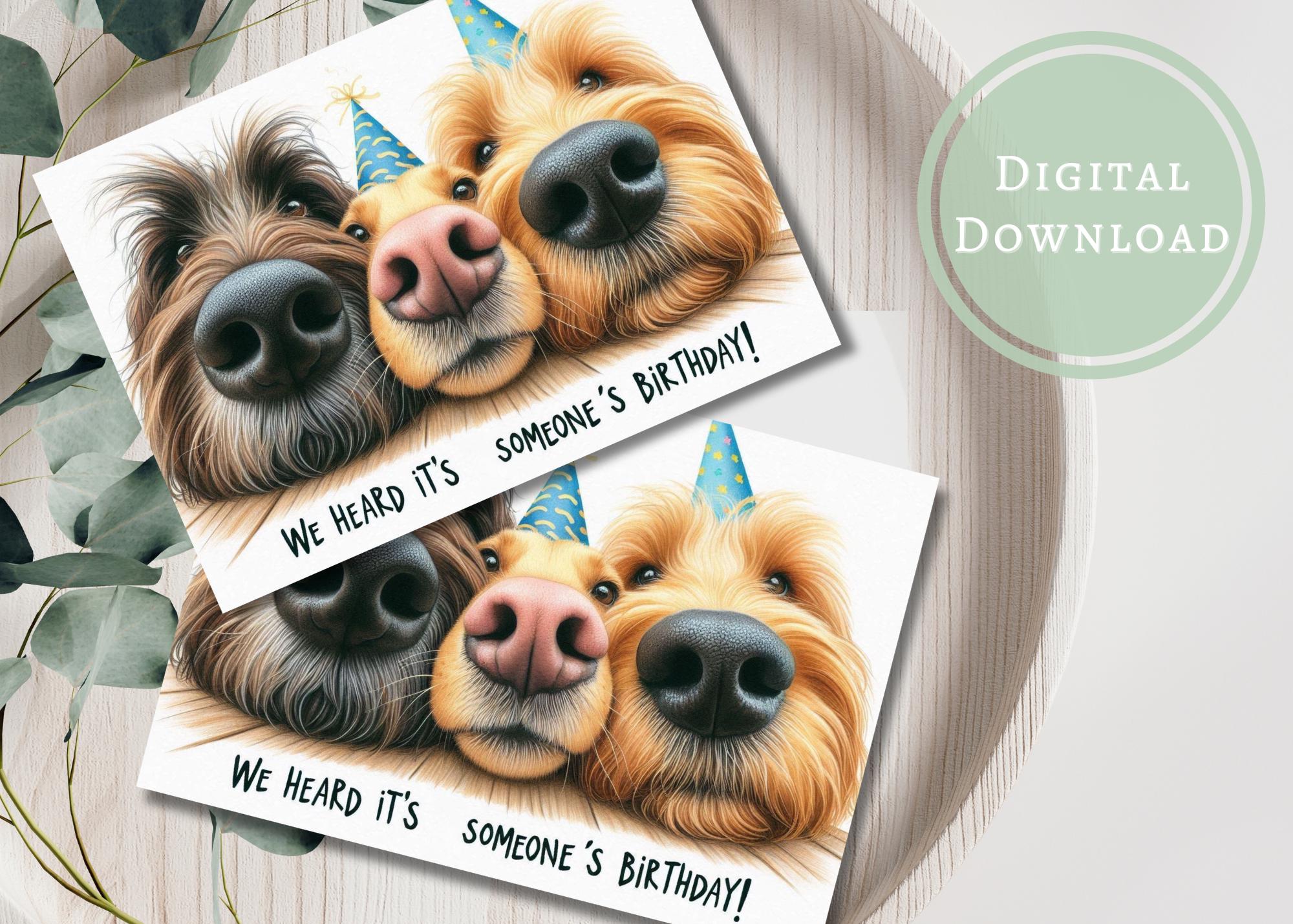 Funny Dog Birthday Card - Printable Digital Download Greeting Gift for ...