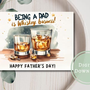 Carte de fête des pères drôle de whisky en téléchargement numérique, cadeau de voeux pour papa / pour lui
