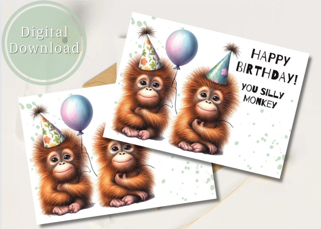 cute-monkey-birthday-card-printable-digital-download-greeting-gift-for-animal-lovers-etsy for Free Printable Monkey Birthday Cards Cute Monkey Birthday Card Printable Digital Download Greeting Gift for Animal Lovers - Etsy for Free Printable Monkey Birthday Cards