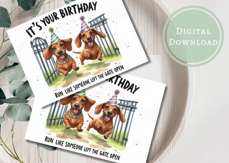 Funny Dachshund Birthday Card Silly Printable Digital Download Greeting ...