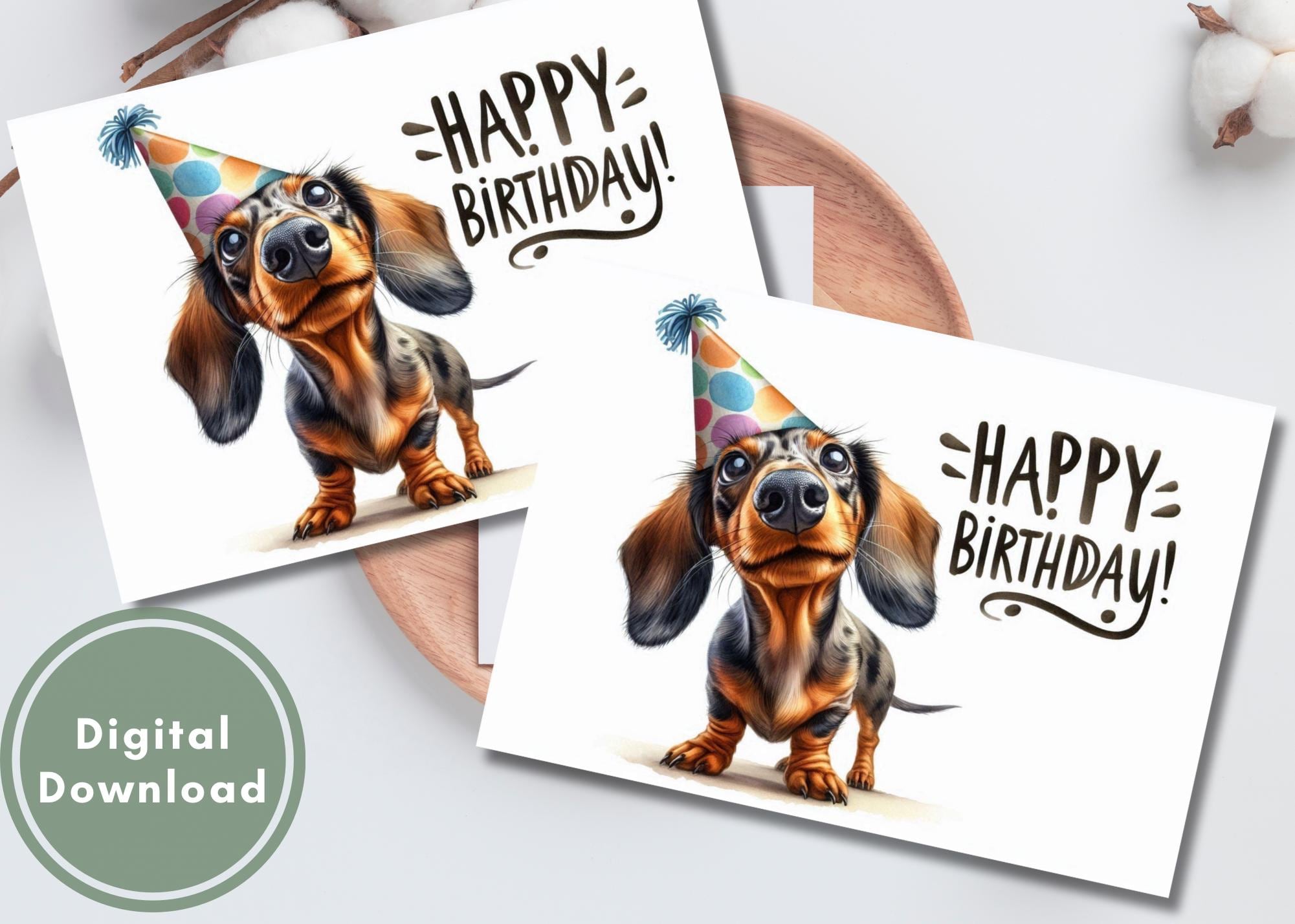 Funny Dachshund Birthday Card Printable Digital Download Greeting Gift ...