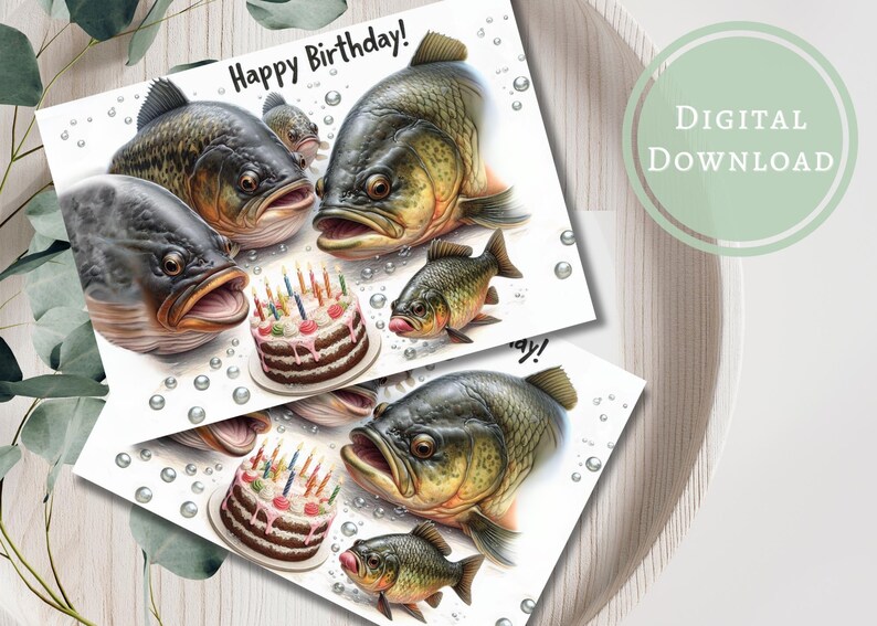Fish Birthday Card Funny Printable Digital Download Greeting Gift for ...
