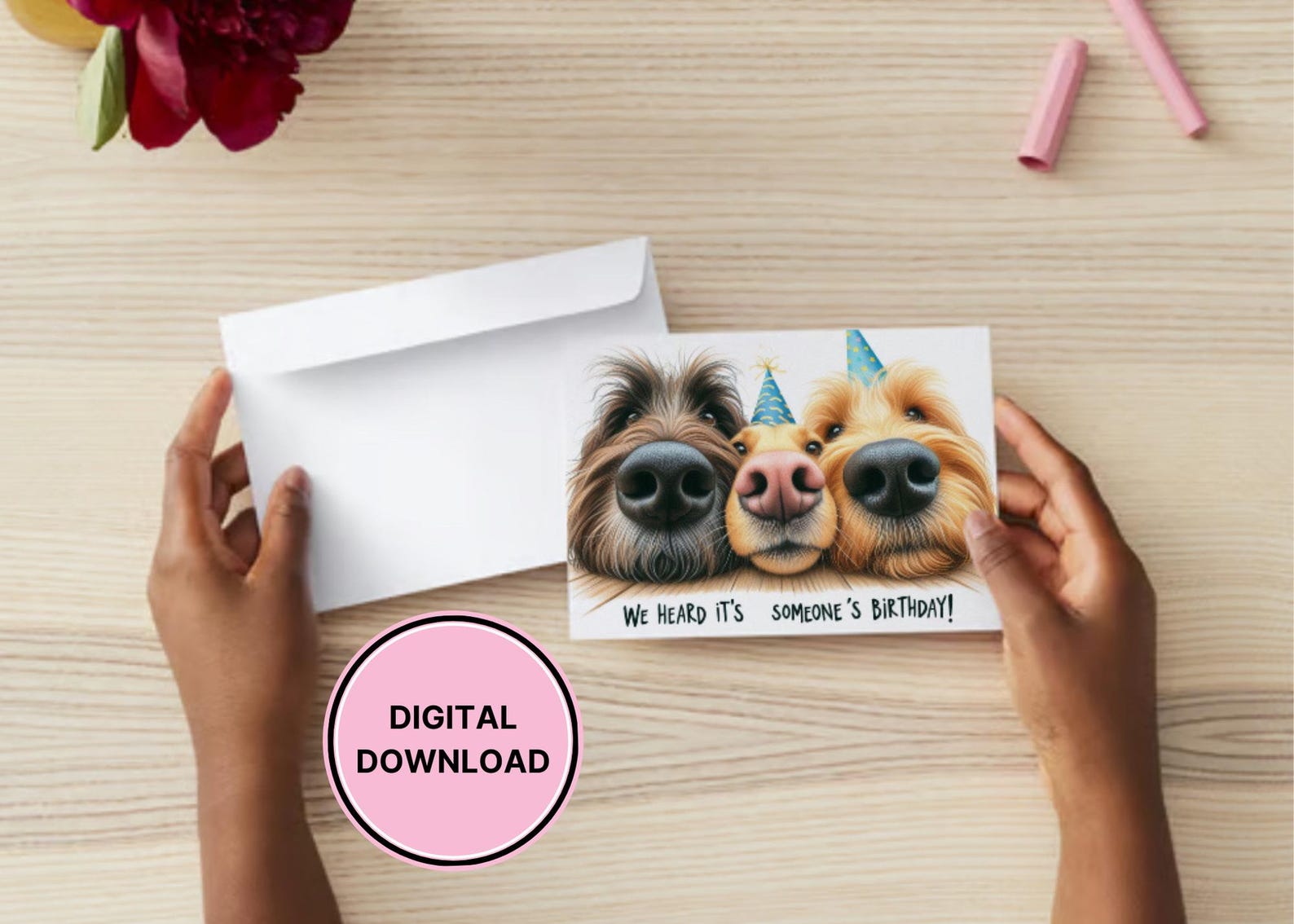 Funny Dog Birthday Card - Printable Digital Download Greeting Gift for ...