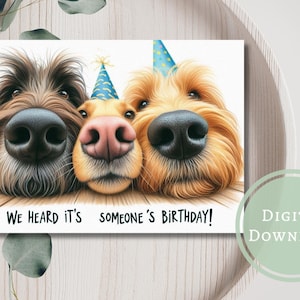 Carte d'anniversaire drôle de chien - cadeau de voeux imprimable en téléchargement numérique pour les amoureux des animaux