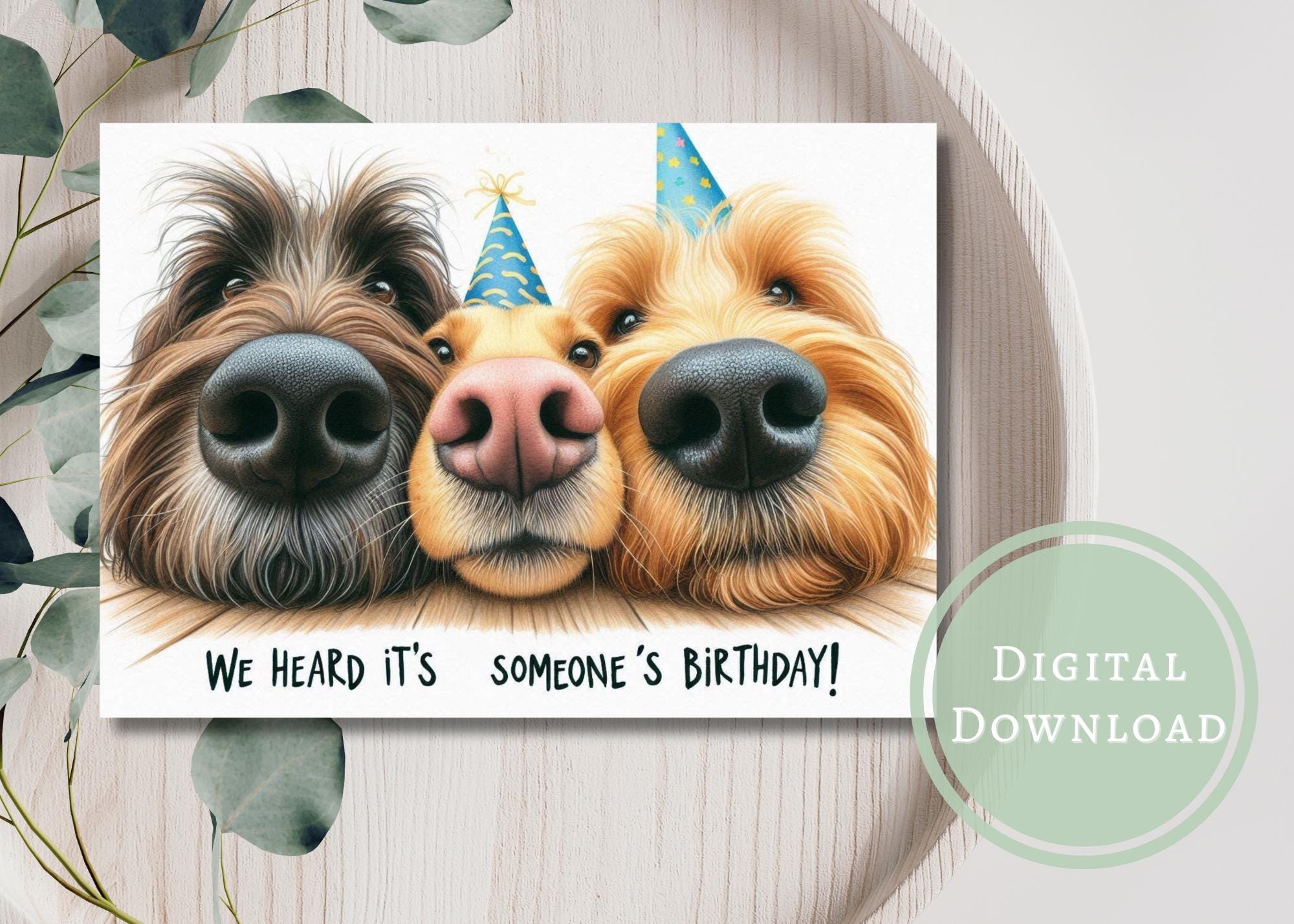 Funny Dog Birthday Card - Printable Digital Download Greeting Gift for ...