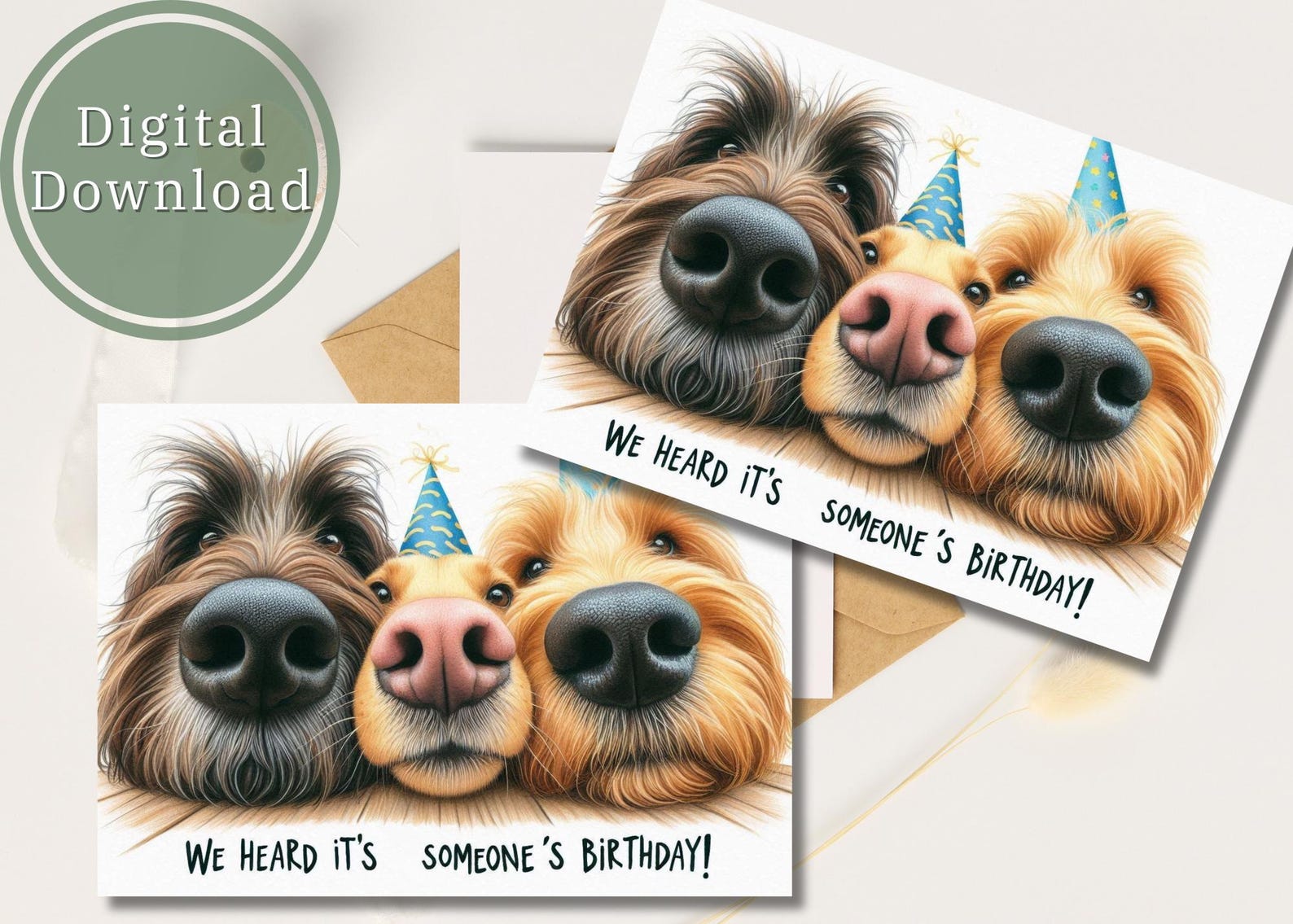 Funny Dog Birthday Card - Printable Digital Download Greeting Gift for ...