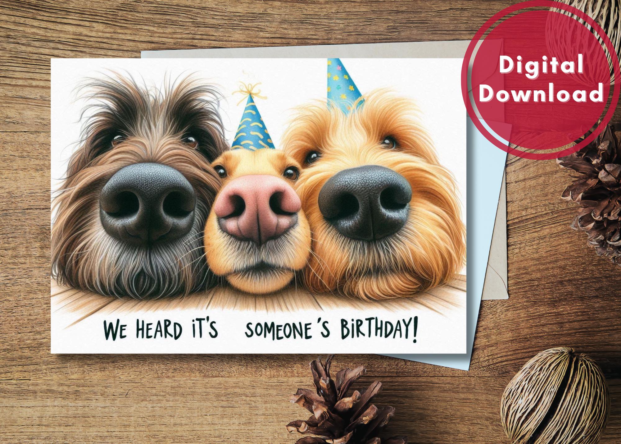 Funny Dog Birthday Card - Printable Digital Download Greeting Gift for ...