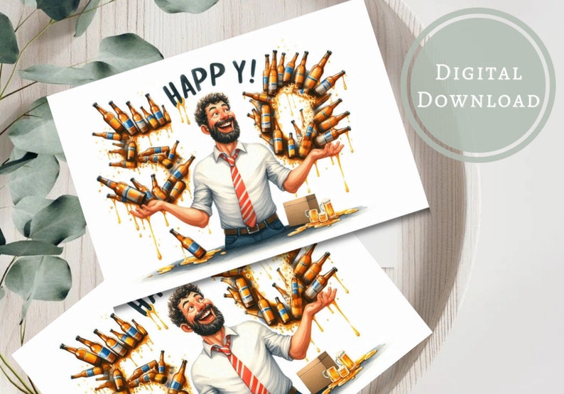 50th Birthday Card Funny Printable Fifty Year-old Greeting Gift for Him ...