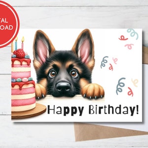 Cute German Shepherd Birthday Card Printable Puppy Greeting Gift for Dog Lovers zdjęcie 5