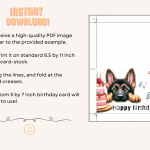 Cute German Shepherd Birthday Card Printable Puppy Greeting Gift for Dog Lovers zdjęcie 9