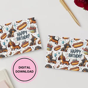 Funny Dachshund Birthday Card Digital Download Dog Greeting Cards ...