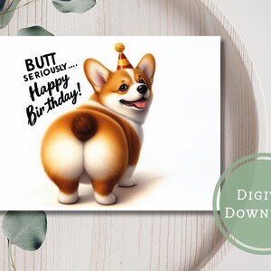 Lustige Corgis Geburtstagskarte druckbare digitale Download Grußgeschenk für Hundeliebhaber