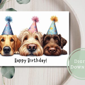 Carte d'anniversaire chien doux - cadeau de voeux imprimable en téléchargement numérique pour les amoureux des animaux
