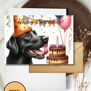 Labrador Retriever Birthday Card Black Lab Printable Digital Download Greeting Gift for Dog Lovers
