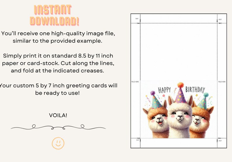 Alpaca Birthday Card Printable Digital Download Greeting Gift for ...