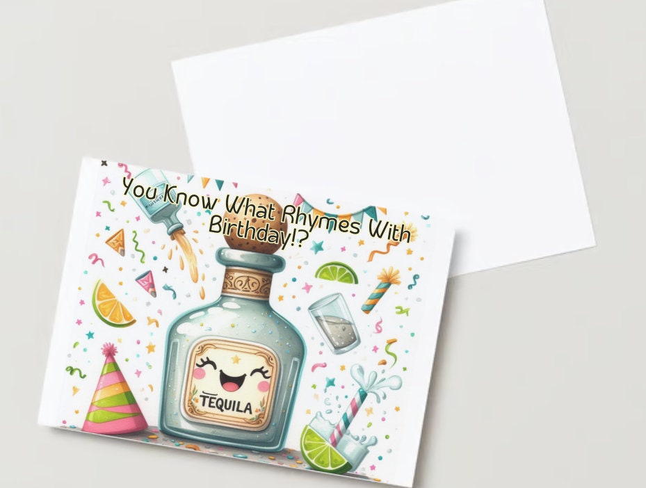 Tequila Birthday Card Funny Printable Digital Download Greeting Cards