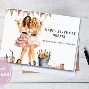Funny Bestfriend Birthday Card Funny Printable Digital Download Greeting Gift for Her / for Friends