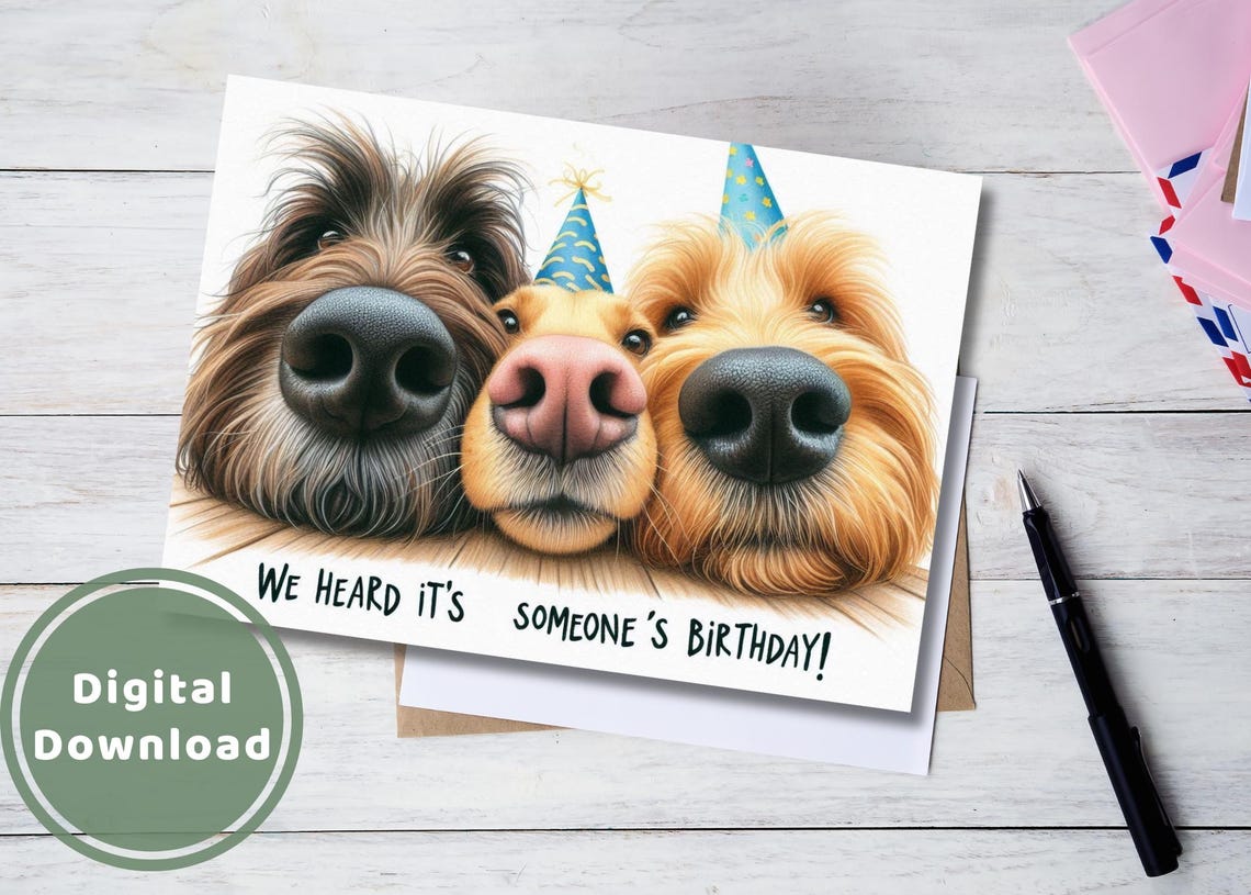 Funny Dog Birthday Card - Printable Digital Download Greeting Gift for ...