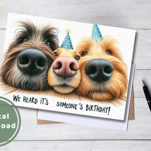 Funny Dog Birthday Card - Printable Digital Download Greeting Gift for ...