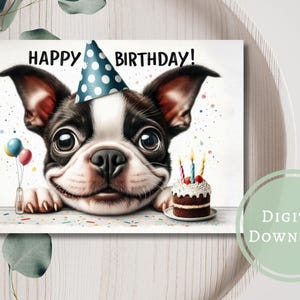 Dumme Boston Terrier Geburtstagskarte Druckbare Digital Download Grußgeschenk für Hundeliebhaber