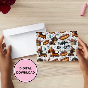 Funny Dachshund Birthday Card Digital Download Dog Greeting Cards ...