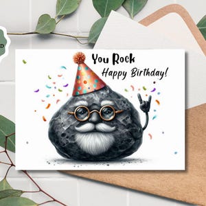 Funny Rock Birthday Card: Hilarious Printable Greeting (Digital Download)