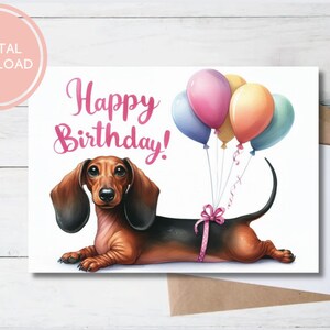Funny Dachshund Birthday Card Digital Download Dog Greeting Cards Printable Gift Idea for Dog Lovers