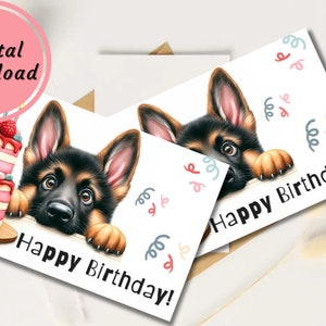 Cute German Shepherd Birthday Card Printable Puppy Greeting Gift for Dog Lovers zdjęcie 3