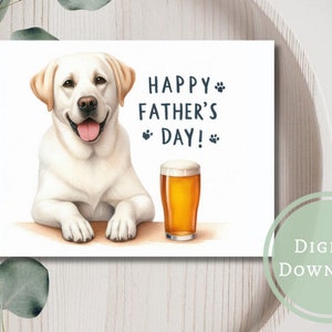 Witte labrador retriever Vaderdag afdrukbare digitale download wenskaart cadeau voor papa
