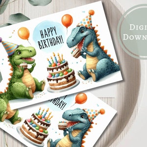 Dinosaur Birthday Card Printable Digital Download Greeting Gift for ...
