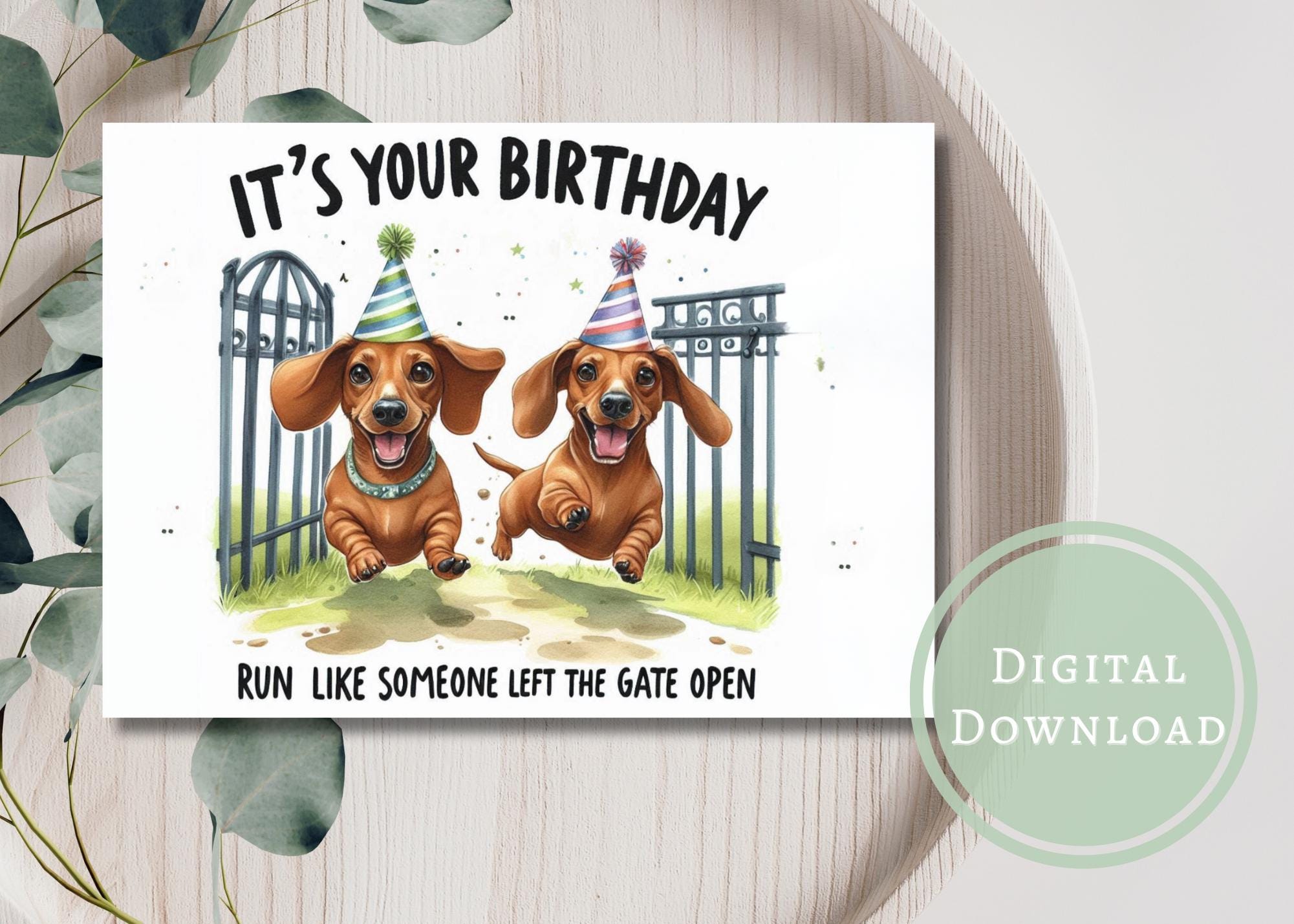 Funny Dachshund Birthday Card Silly Printable Digital Download Greeting ...