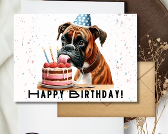 Boxer Puppy Birthday Card - Funny Digital Download Greeting Cards for Dog Lovers