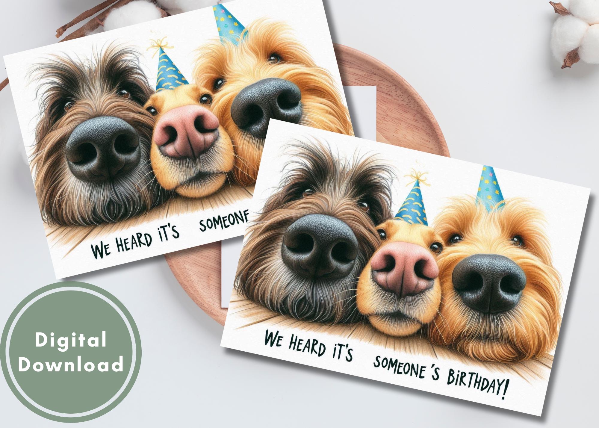 Funny Dog Birthday Card - Printable Digital Download Greeting Gift for ...