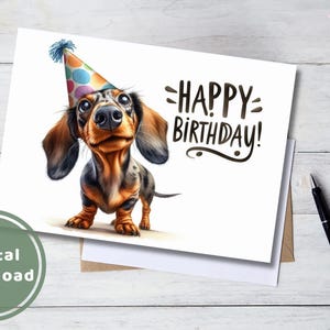 Funny Dachshund Birthday Card Printable Digital Download Greeting Gift ...