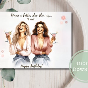 Funny Birthday Card Printable Digital Download Greeting Gift for Her / for Friends