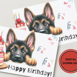 Cute German Shepherd Birthday Card Printable Puppy Greeting Gift for Dog Lovers zdjęcie 7