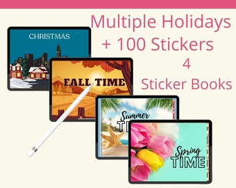 Seasonal Planner Stickers Bundle: 100+ Pre-Cropped Stickers for GoodNotes (Digital Download)