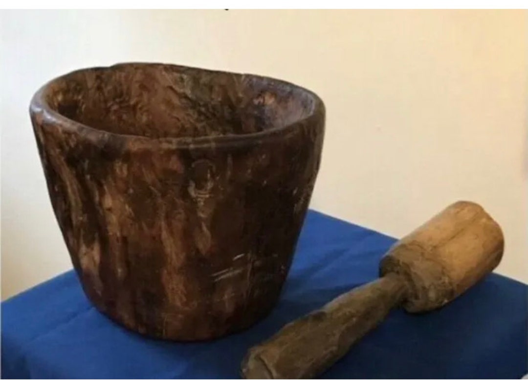 Native American Burl Bowl Mortar and Pestle, Abenaki Tribe Northeast